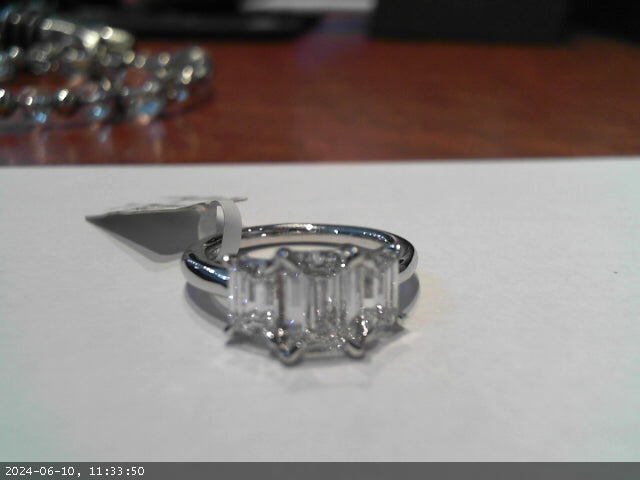 14K White Gold Lab Diamond Emerald Cut Engagement Ring - 1.52 Carats