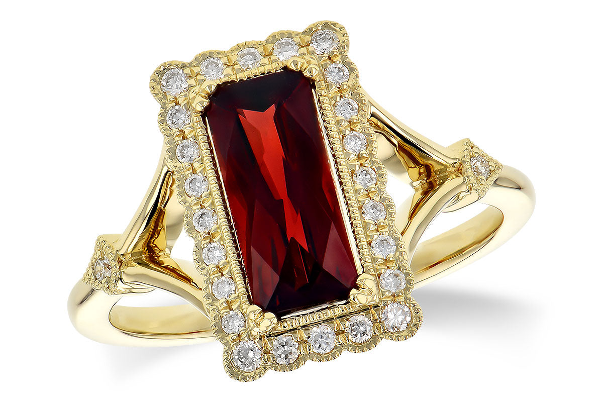 14K Yellow Gold Garnet Ring with Mixed Cut Center Stone (1.60 ct)
