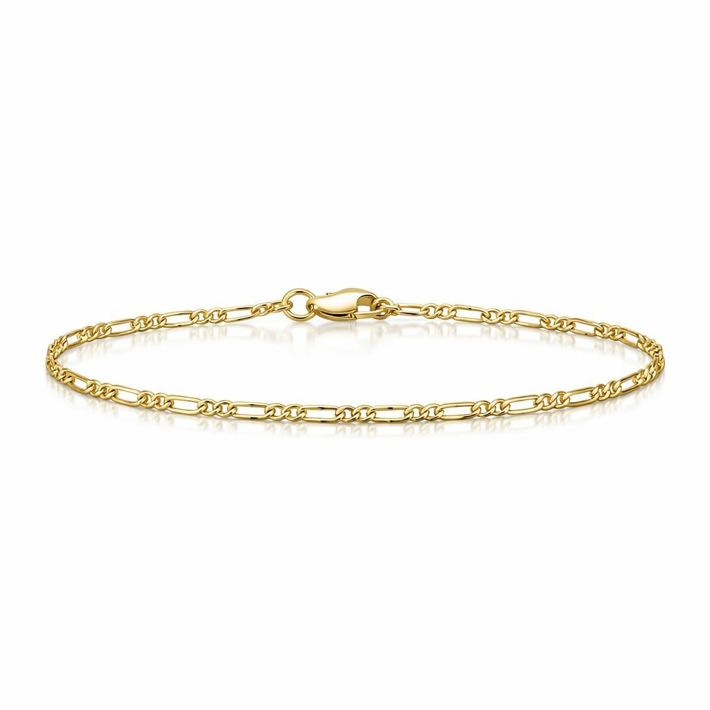 14 Karat Yellow Gold Figaro Bracelet