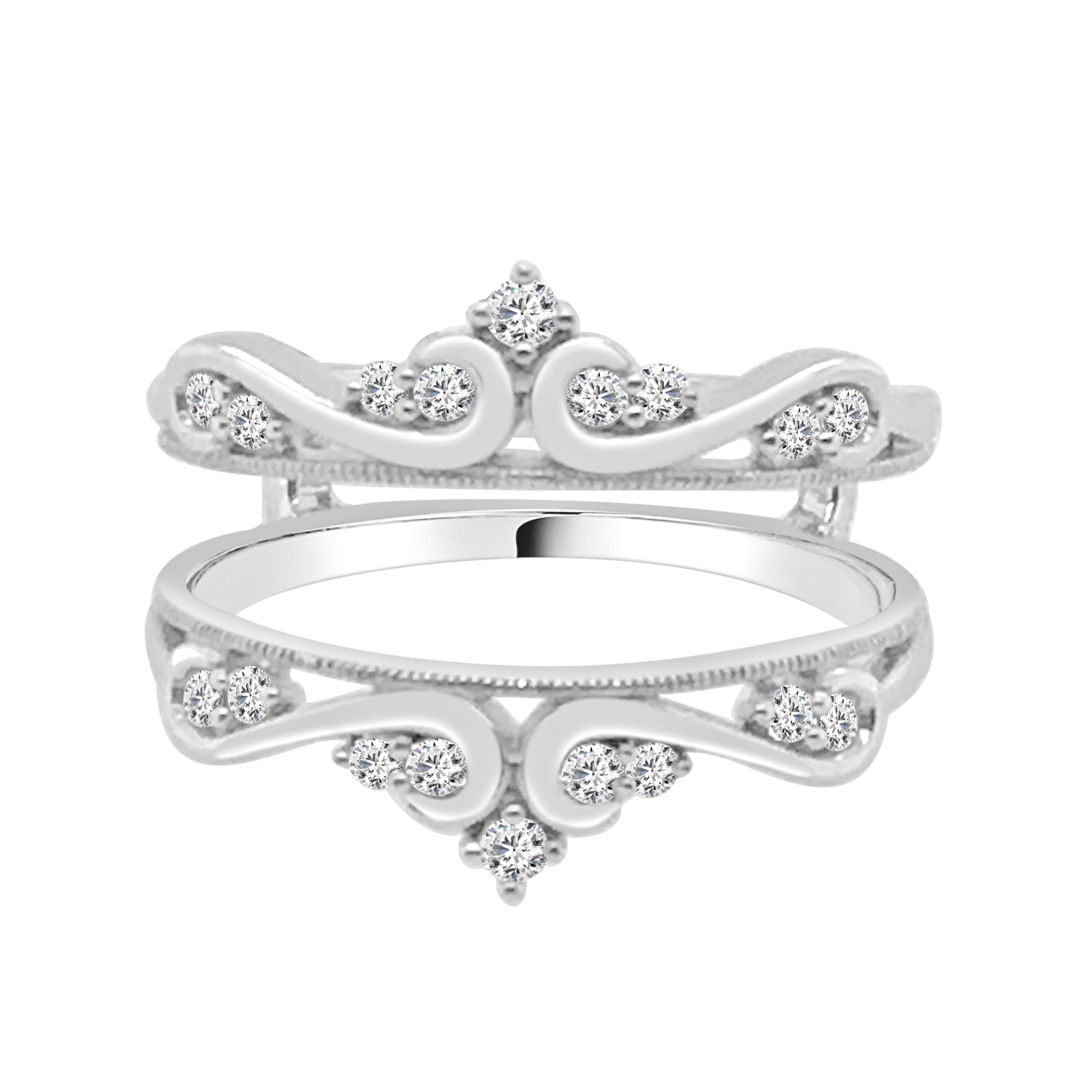 Scroll Design 14 Karat White Gold Wedding Band with 0.25ct Natural Diamond
