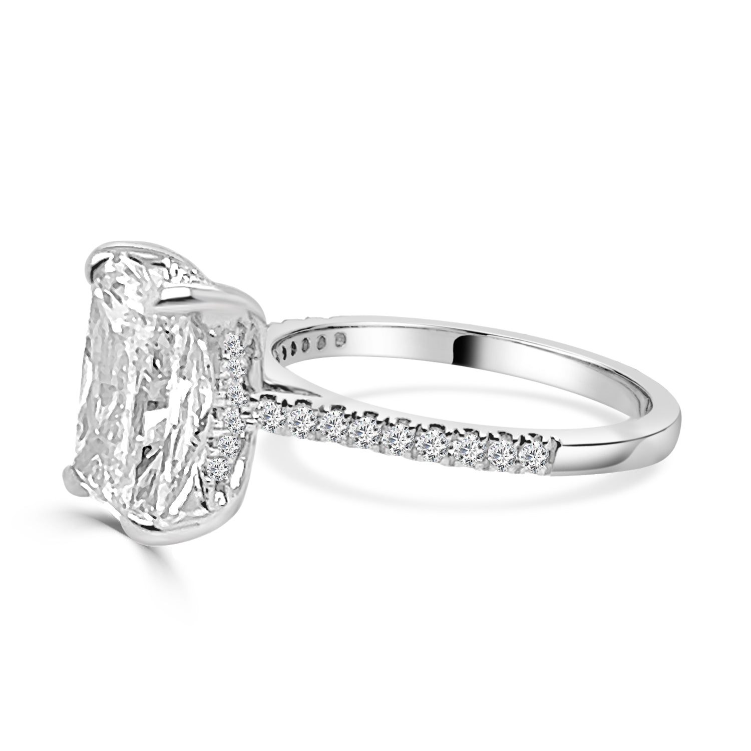 Radiant 4.00 Lab Diamond Engagement Ring in 14 Karat White Gold