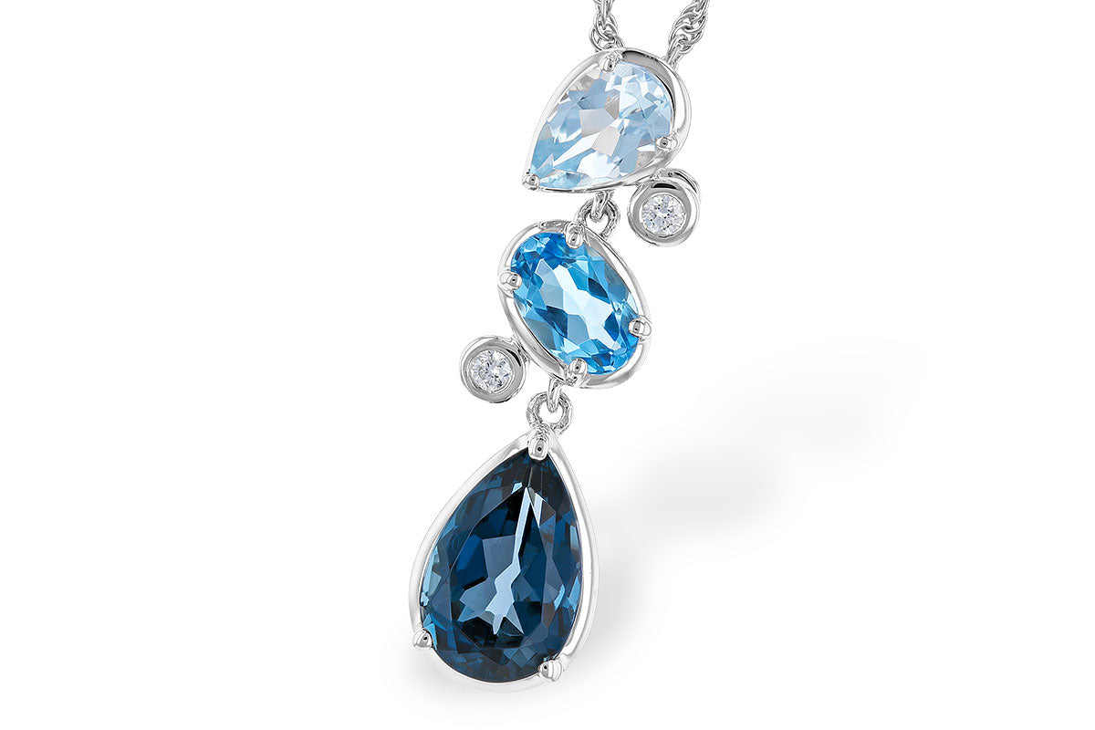 Blue Topaz 1.99 Carat Necklace in 14 Karat White Gold