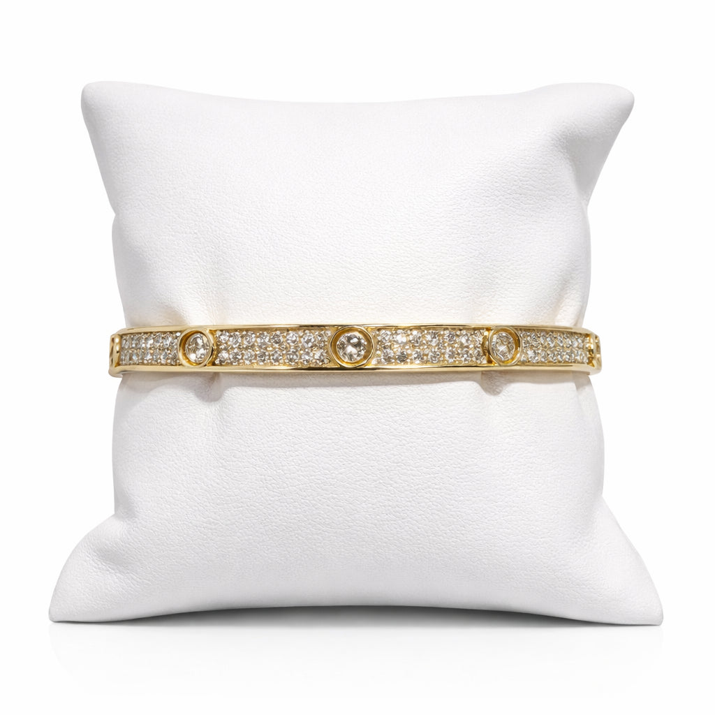 14 Karat Platinum Bangle Bracelet with Round 1.14 Carat Natural Diamond