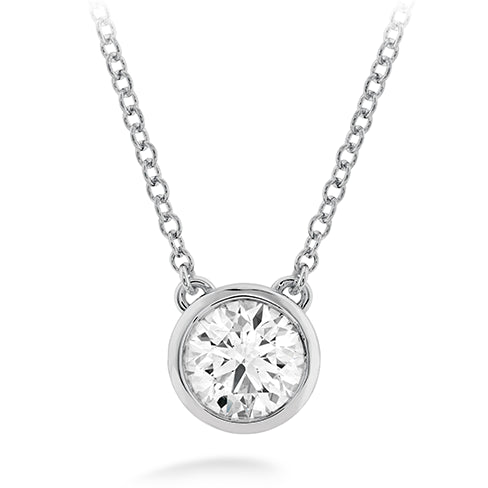 18 Karat White Gold Classic Bezel Solitaire Necklace with 0.33 Carat Natural Diamond