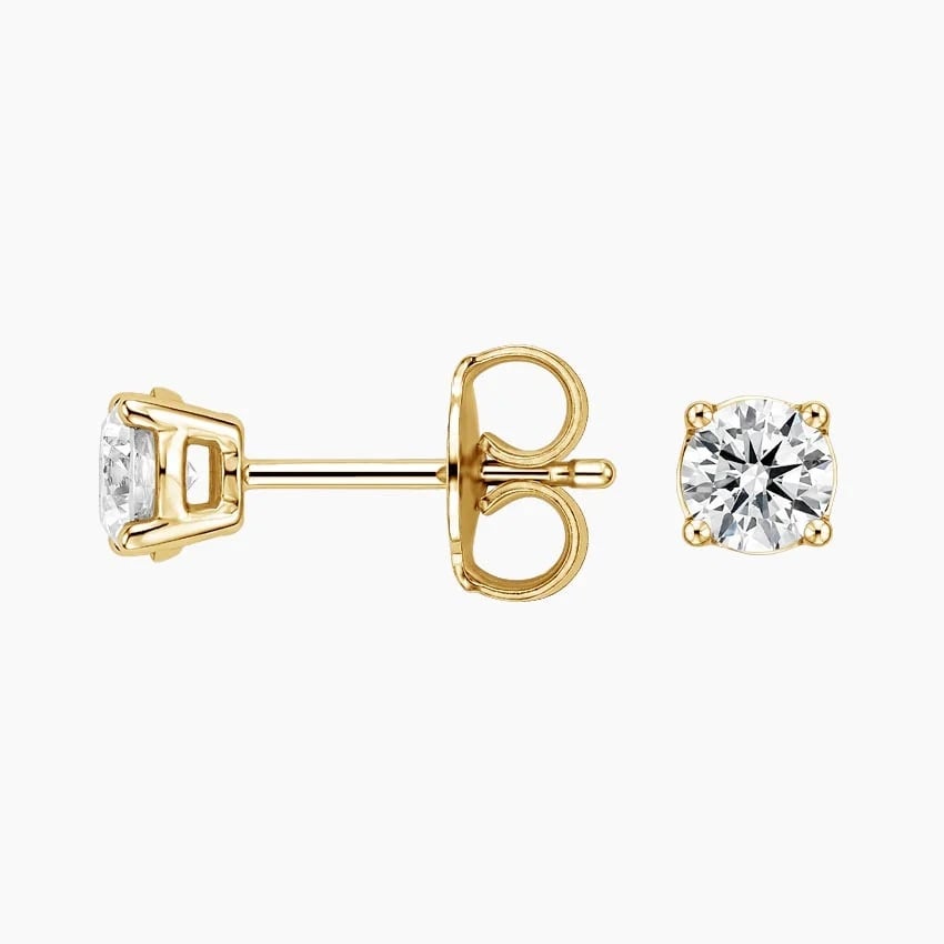 14K Yellow Gold Lab Diamond Round Solitaire Studs (0.25 ct)