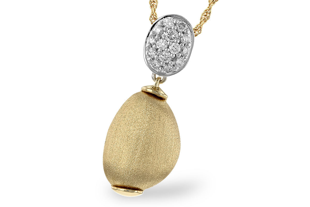 14 Karat Two-Tone Satin Finish Necklace with Natural Diamond 0.20 Carat