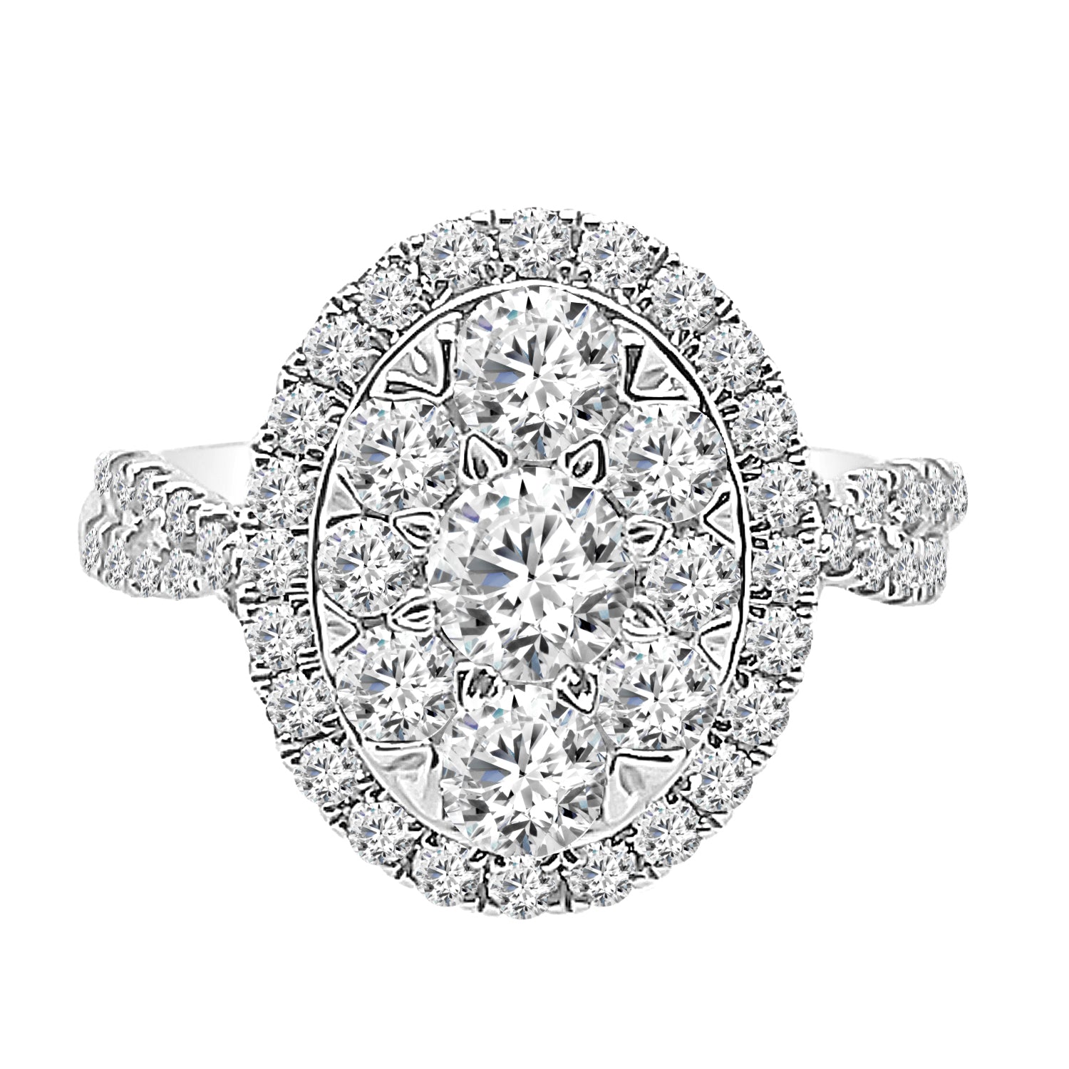 Vintage Twisted Shank 14K White Gold Natural Diamond Round Shape Engagement Ring (0.33 ct)