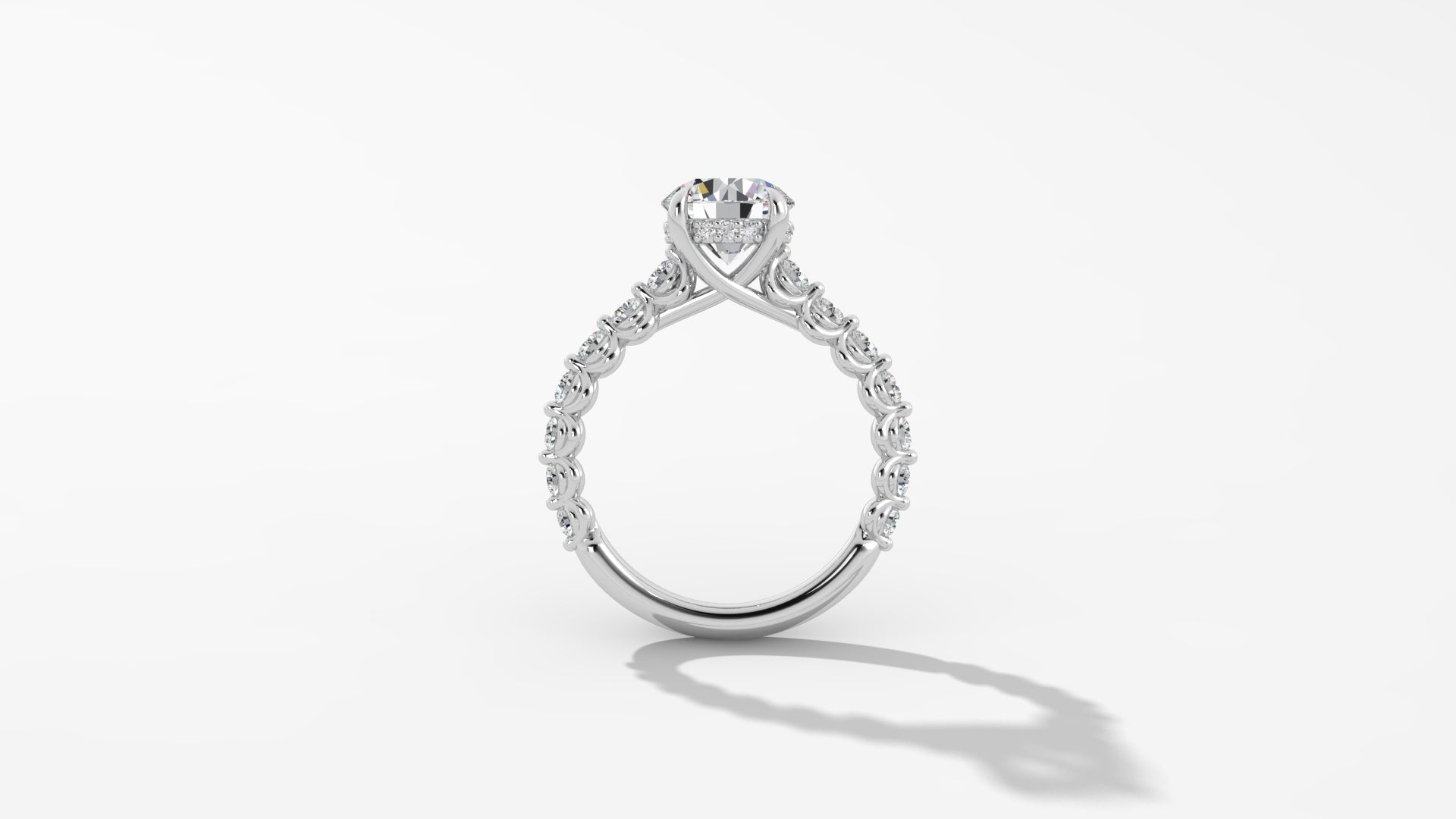 Platinum Hidden Halo RBC with Reverse Tapered Band Engagement Mounting