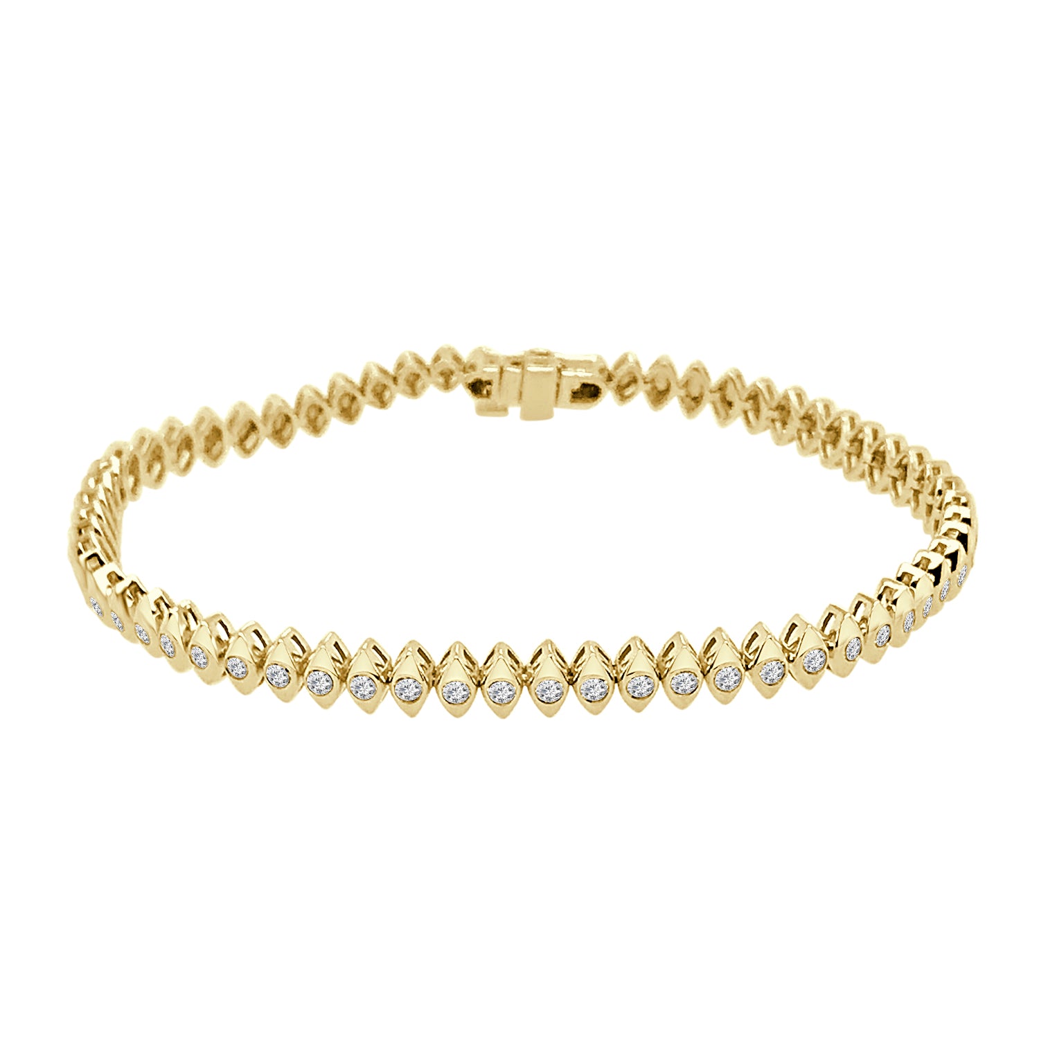 Marquise Shaped 1.03 Carat Natural Diamond Bracelet in 14 Karat Yellow Gold