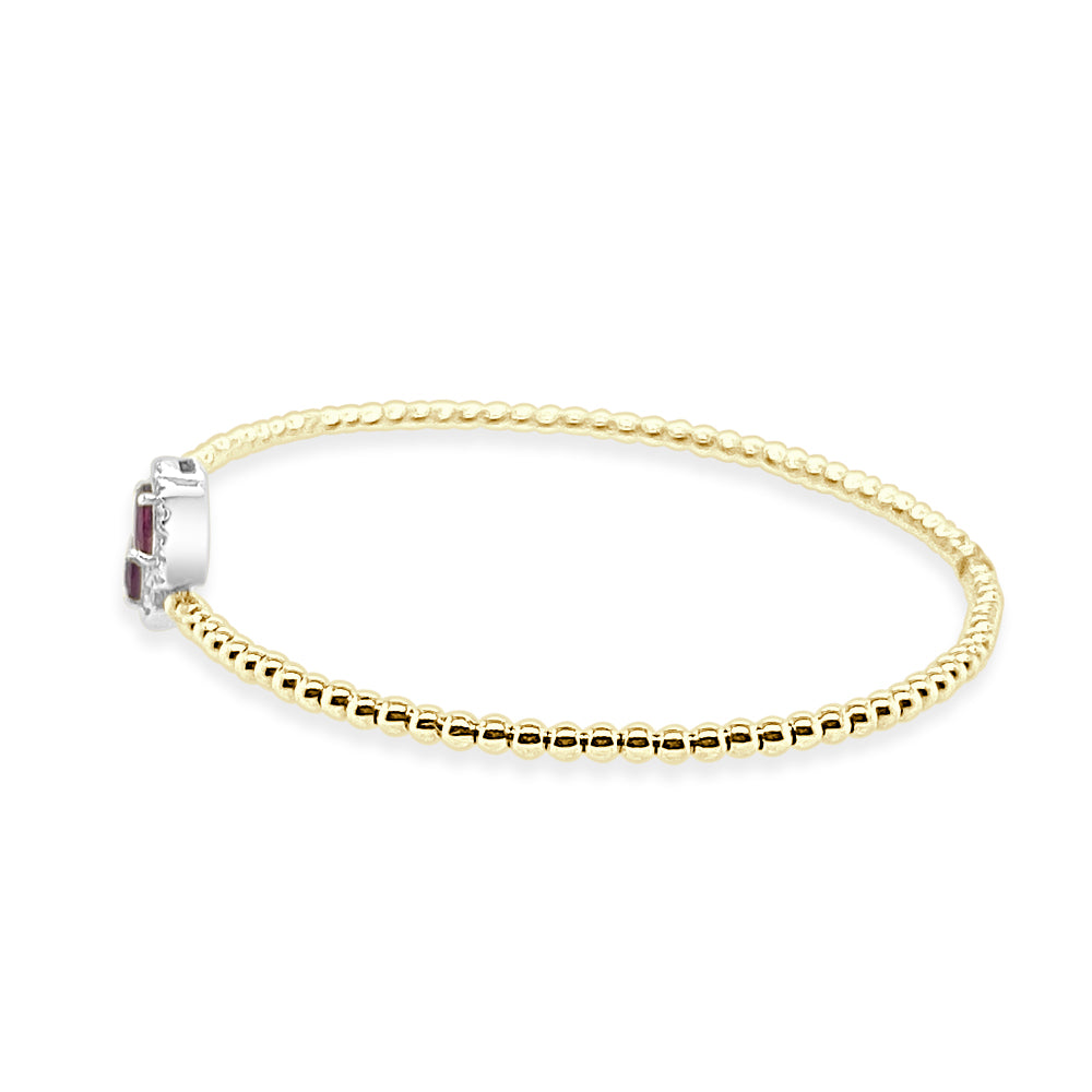 Breathtaking Diamond and Ruby Oval Flex Bangle in 14 Karat Two-Tone Bracelet