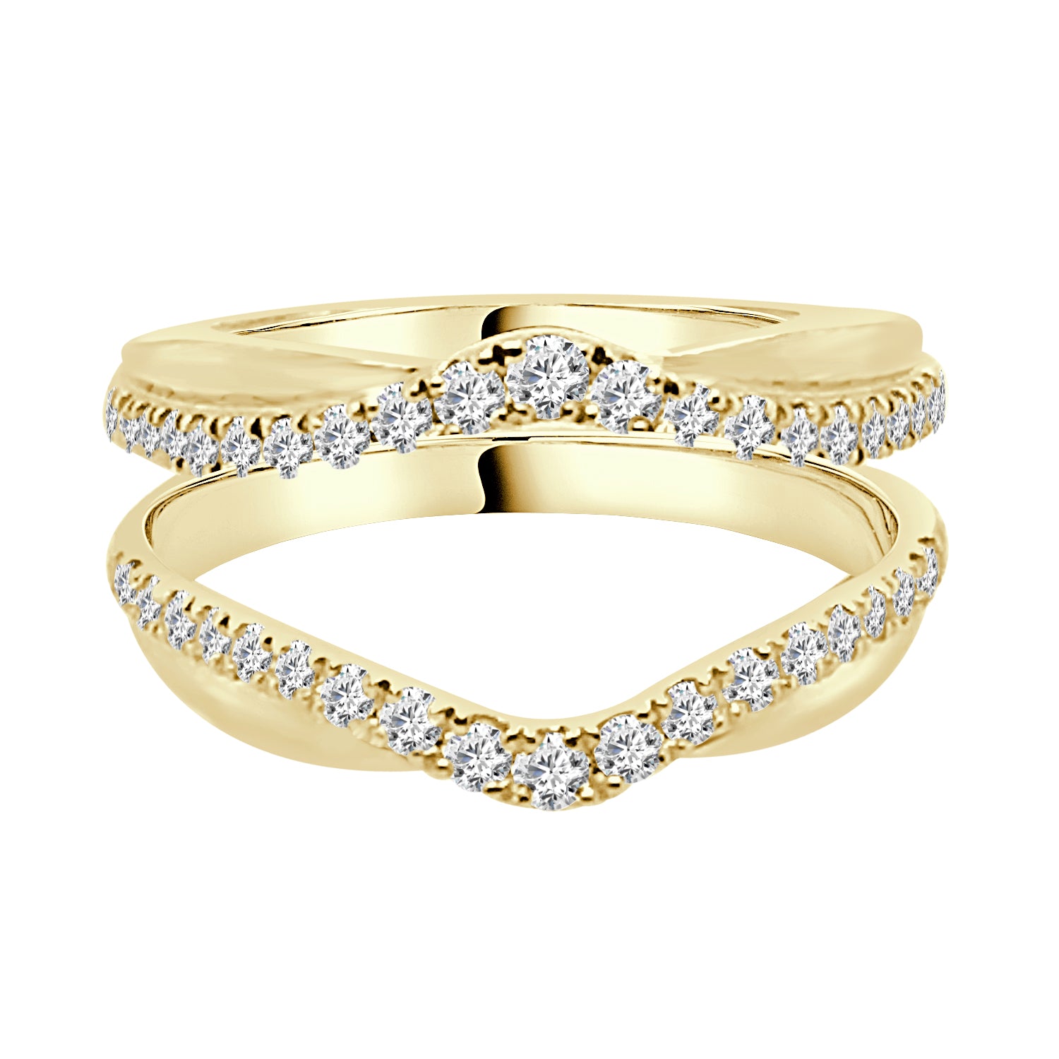 Curved 14K Yellow Gold Wedding Band with 0.50ct Natural Diamond