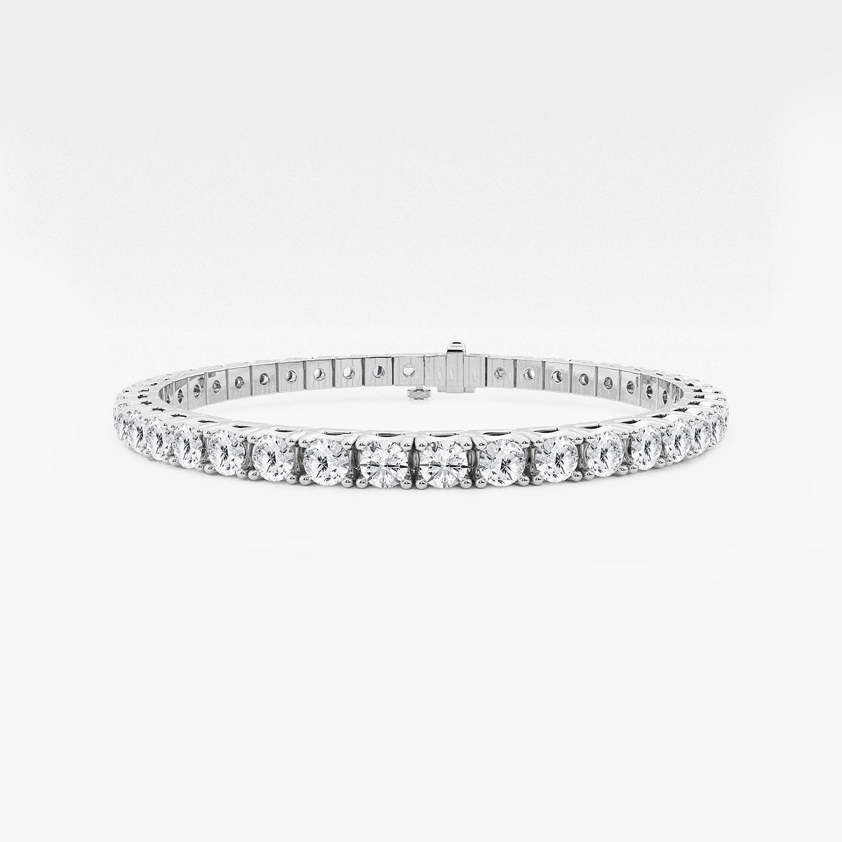 14 Karat White Gold Round Shape Lab Diamond Bracelet - 8 inches