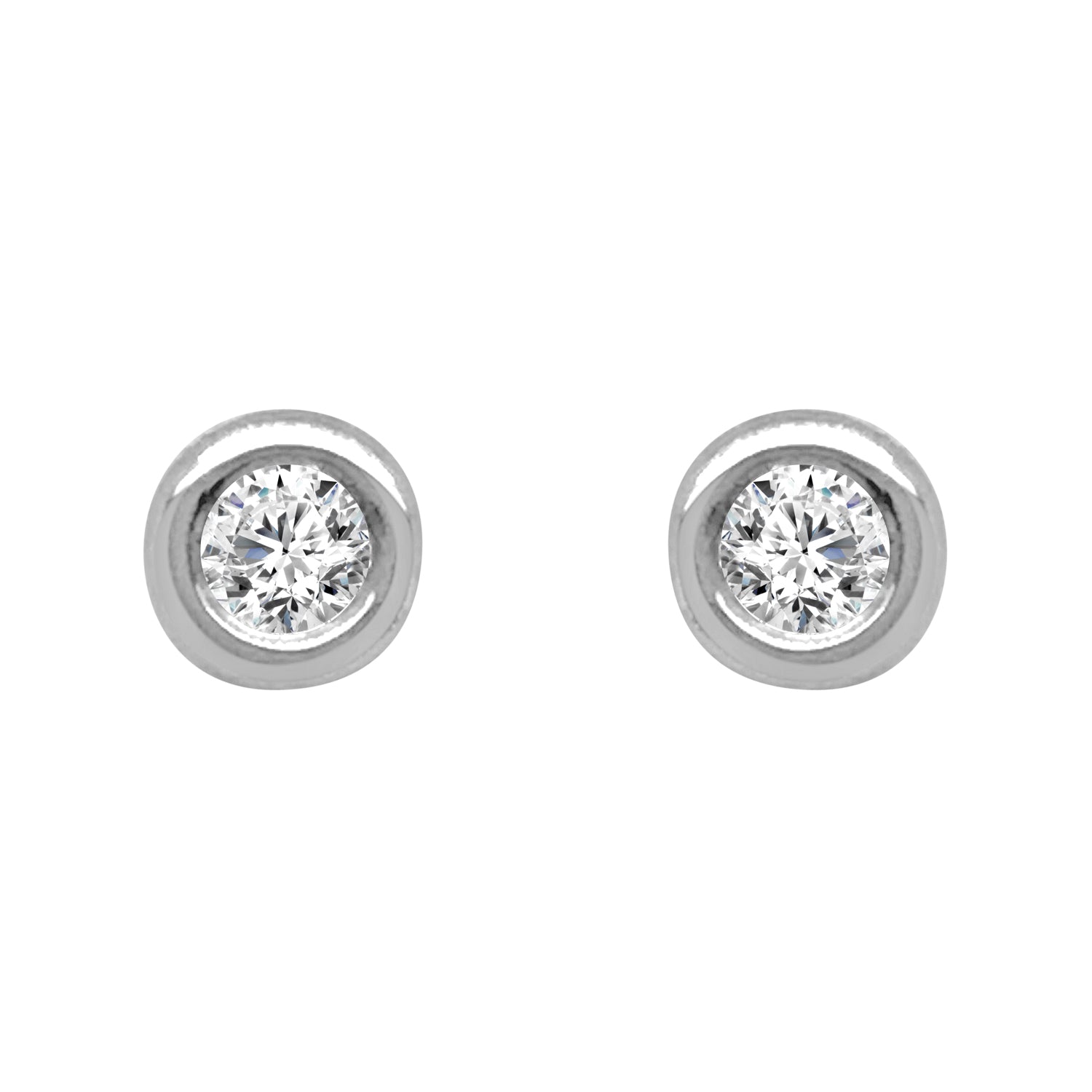 Bezel Set Solitaire Studs in 14 Karat White Gold with 0.20ct Natural Diamond
