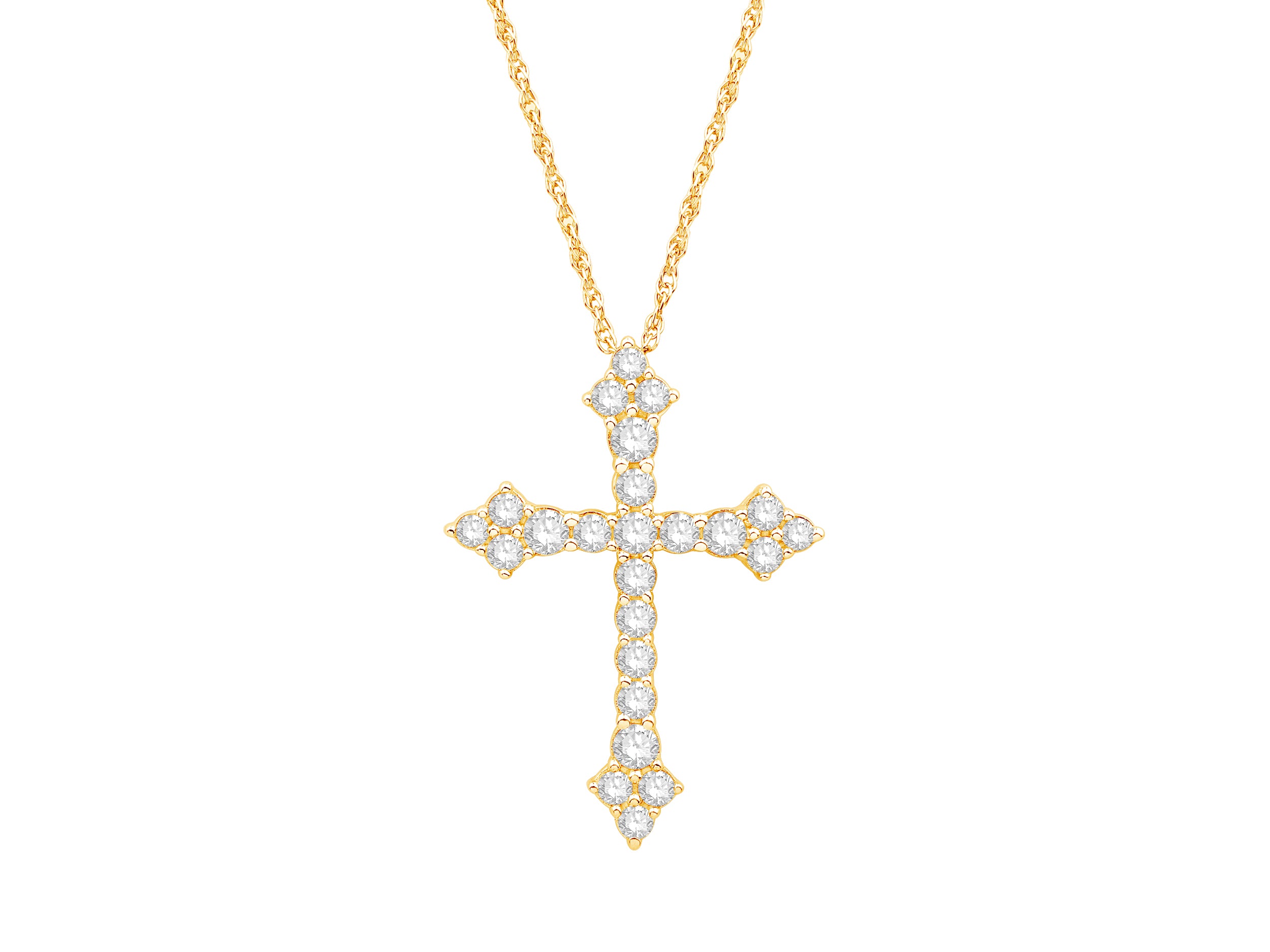 Round Shape Lab Diamond Necklace in 14 Karat Yellow Gold - 1.00 Carat