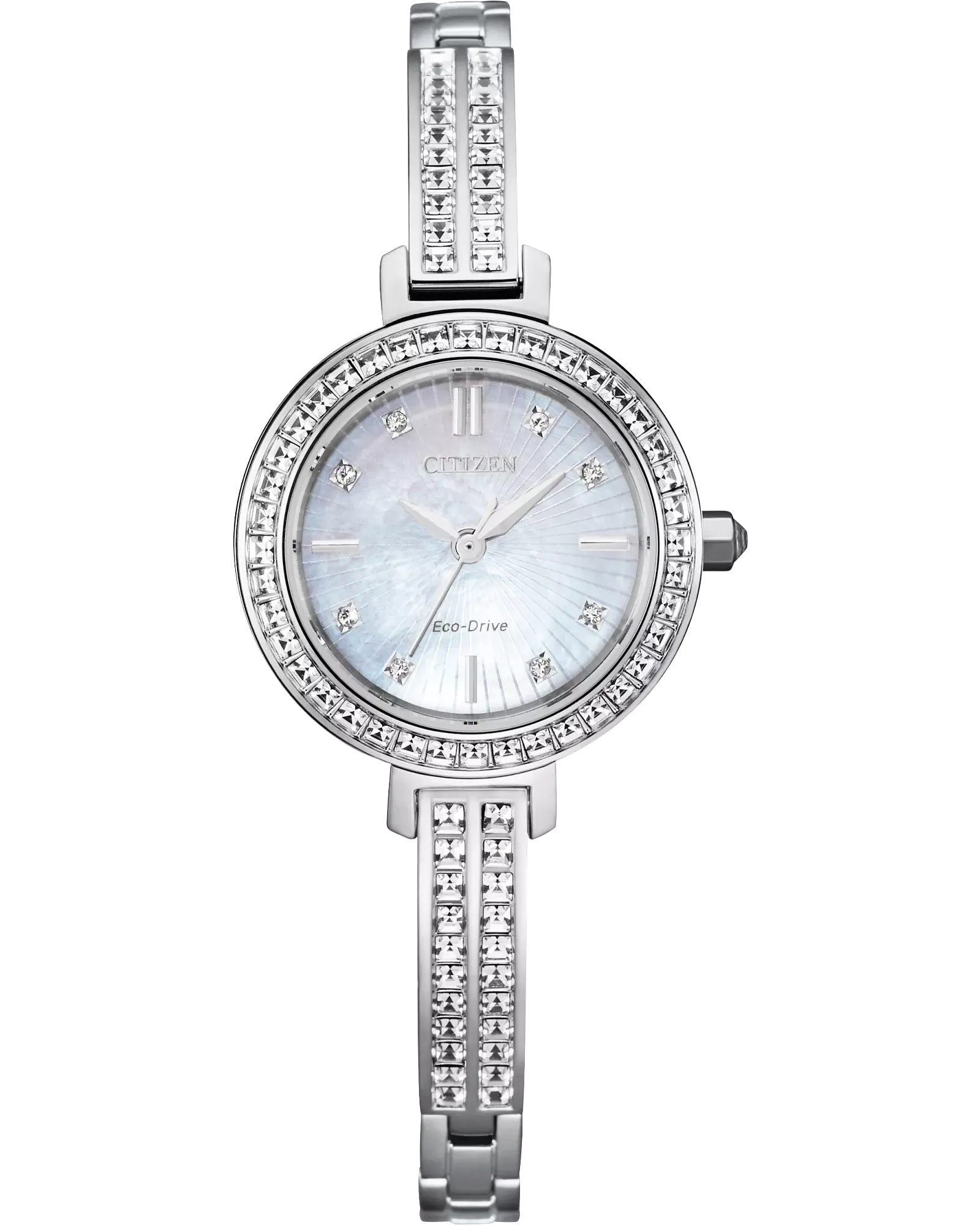 Citizen Eco WR50 White Silhouette Crystal Ladies Stainless Steel Watch