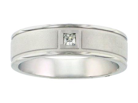 14K White Gold Natural Diamond Wedding Band - 0.11 Carat