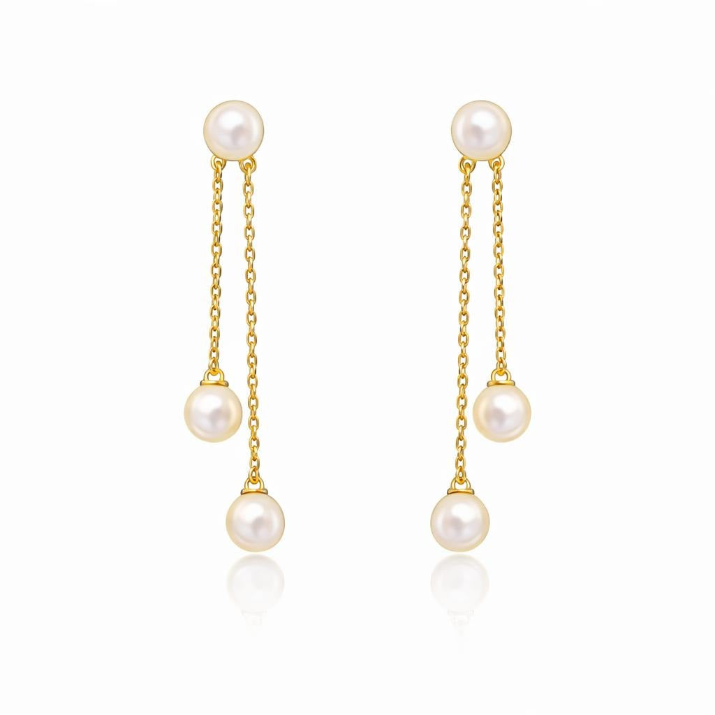 14 Karat Yellow Gold Pearl Drop Earrings