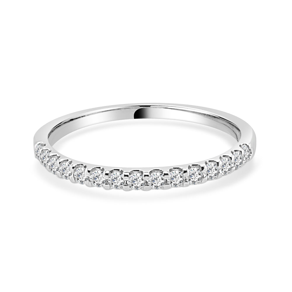 14K White Gold Straight Shared Prong Wedding Band with Natural Round Diamond (0.26 ct)