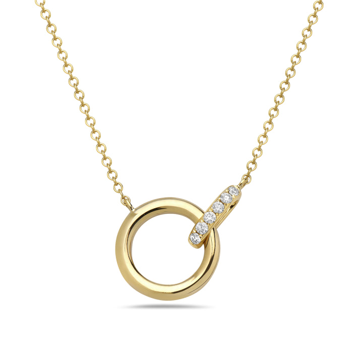 14 Karat Yellow Gold Necklace with Natural Diamond 0.07 Carats