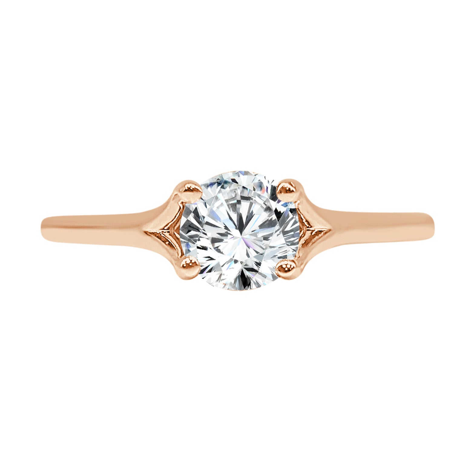 0.60 Round Natural Diamond Engagement Ring in 14 Karat Rose Gold