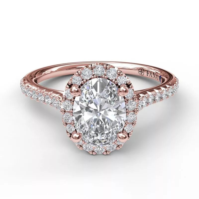 14 Karat Rose Gold Oval Engagement Mounting