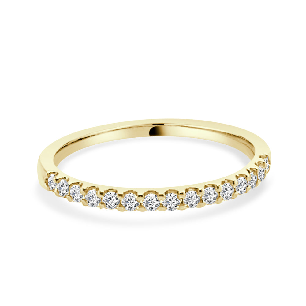 14K Yellow Gold Shared Prong Round Diamond Wedding Band 0.25 Carat