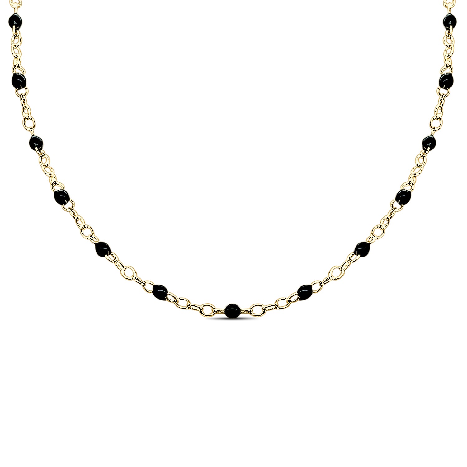 14K Yellow Gold Black Enamel Bracelet