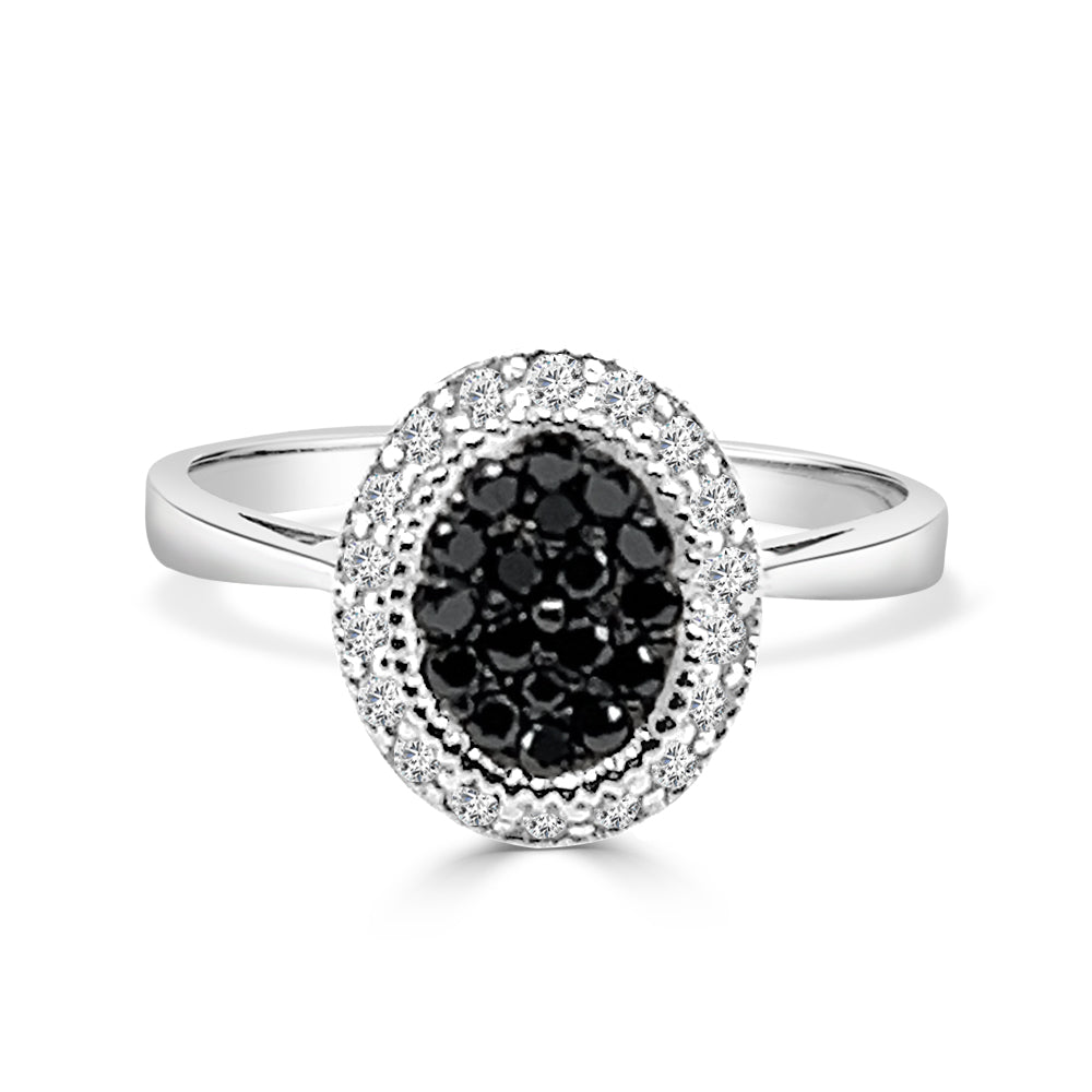 14K White Gold Brown and White Diamond Ring with 0.45 ct Natural Round Diamond