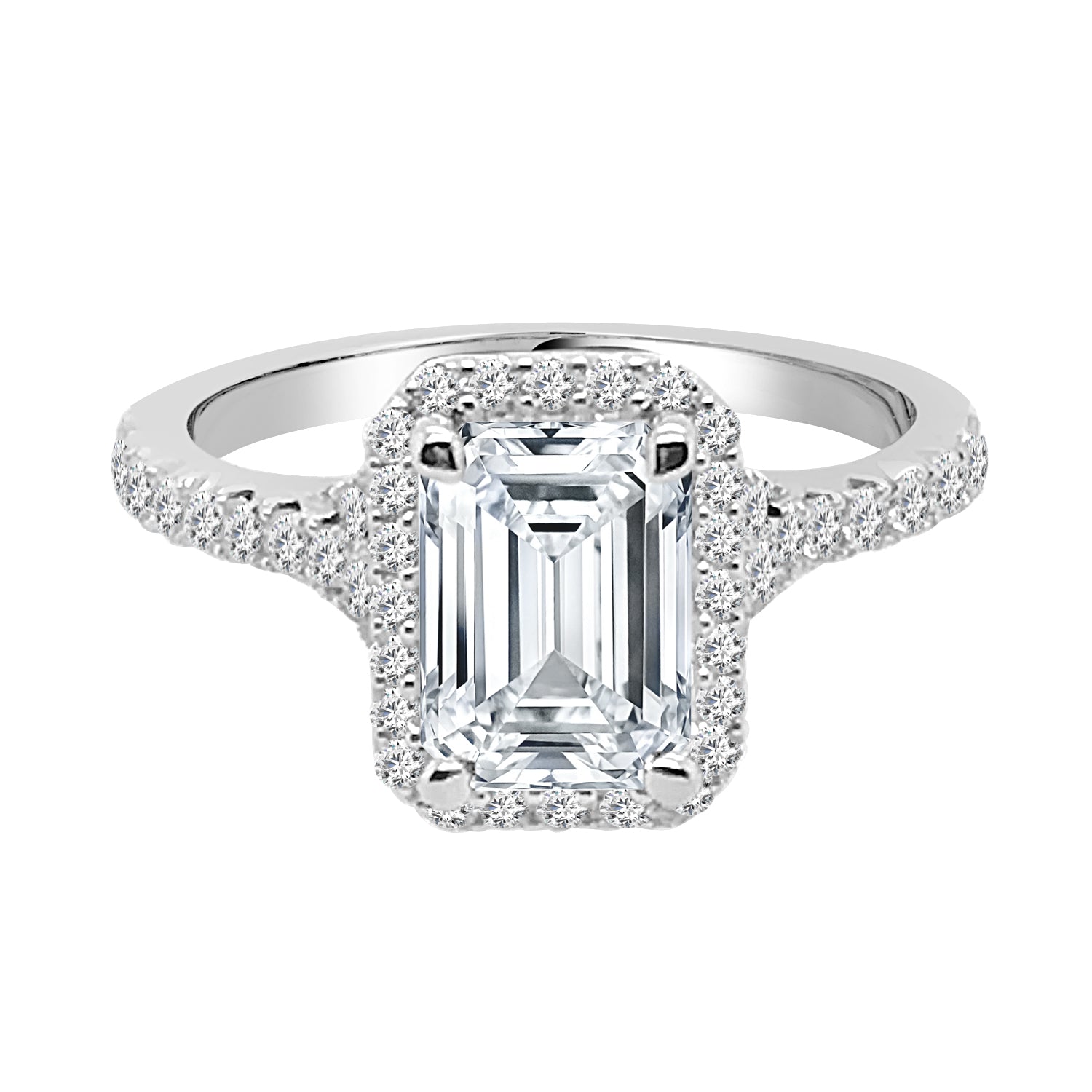 14K White Gold Split Shank Engagement Ring Mounting