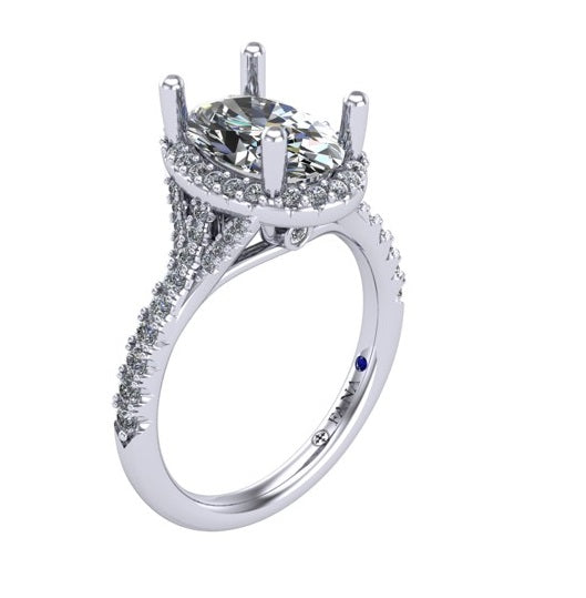 14K White Gold Split Shank Engagement Ring Mounting
