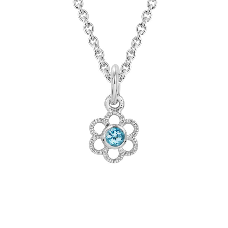 Bohemian Bliss: Flower Child Sterling Silver Necklace with Blue Topaz