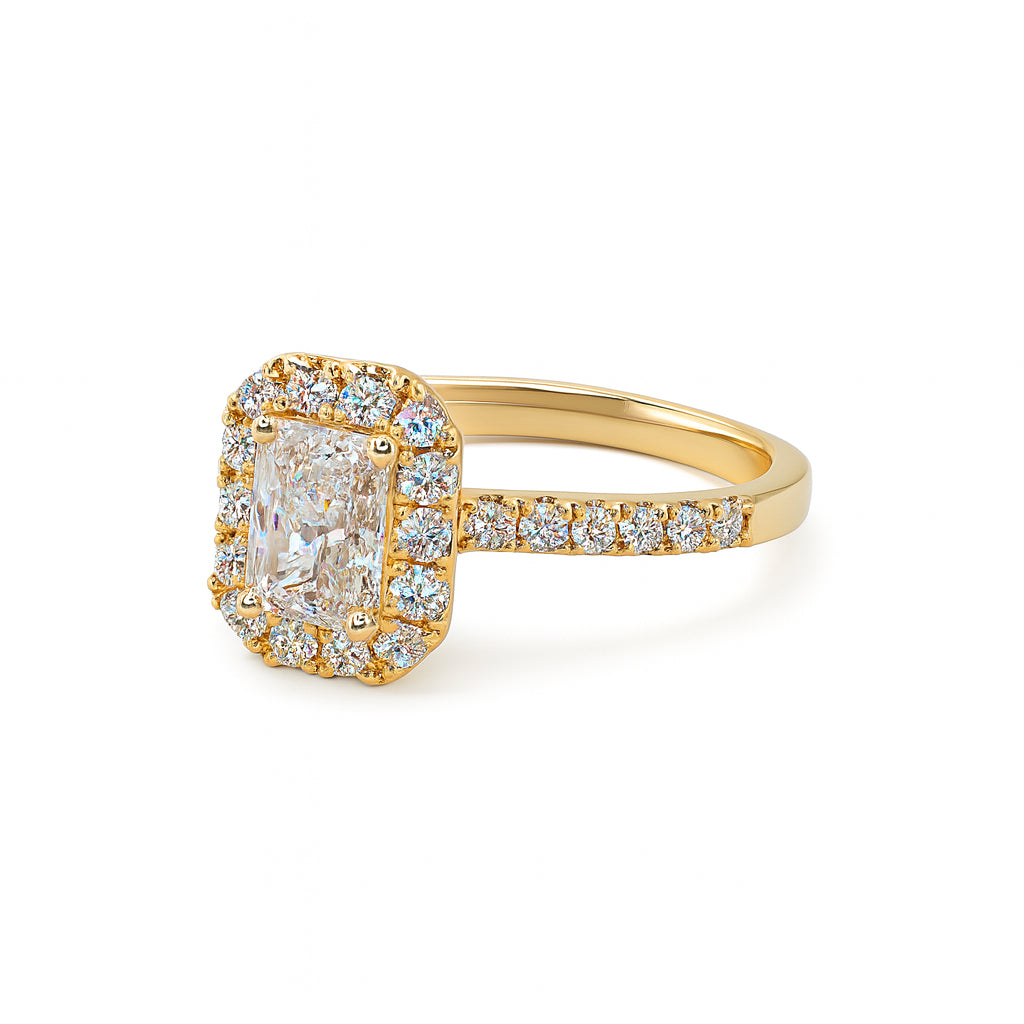 Radiant 1.00 Lab Diamond Engagement Ring in 14 Karat Yellow Gold