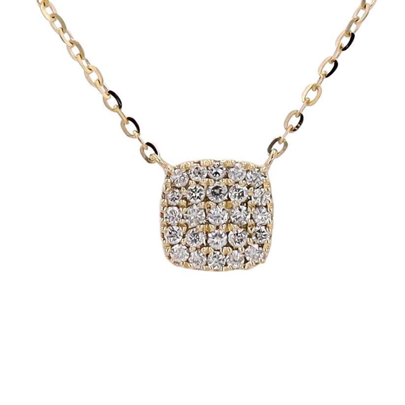 Dazzling Diamond Square Necklace in 14 Karat Yellow Gold with Adjustable Chain featuring Natural Round Diamond (0.17 ct)
