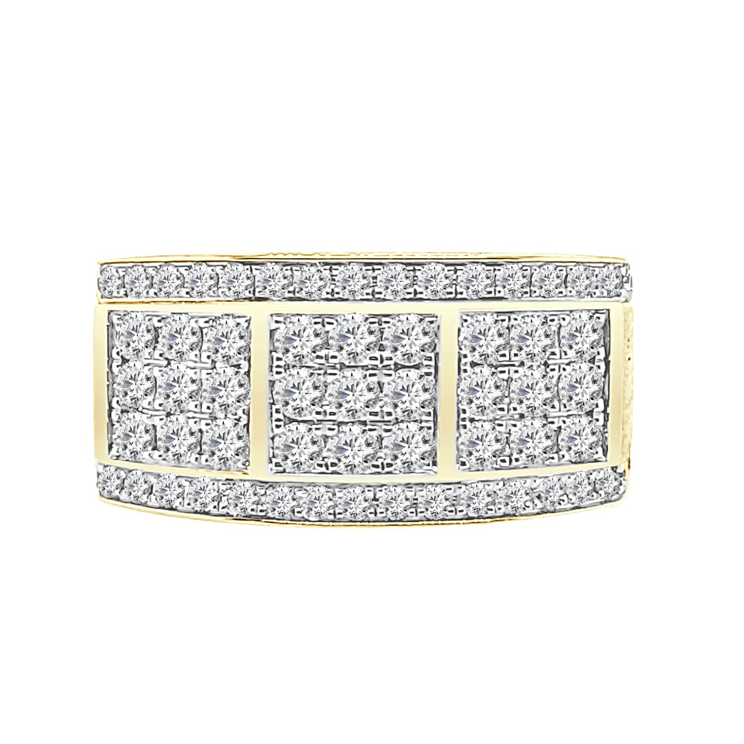 Satin Finish 10K Yellow Gold Cluster Ring with 1.50 ct Natural Diamond