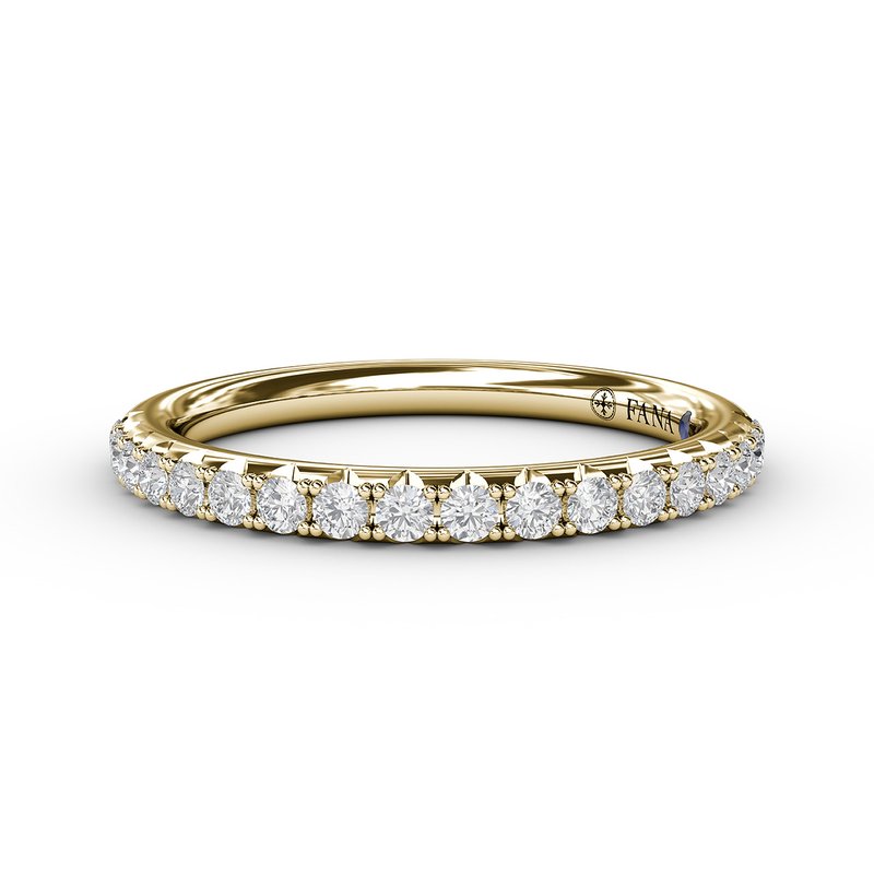 14K Yellow Gold Delicate Pave Wedding Band with 0.32 Natural Diamond