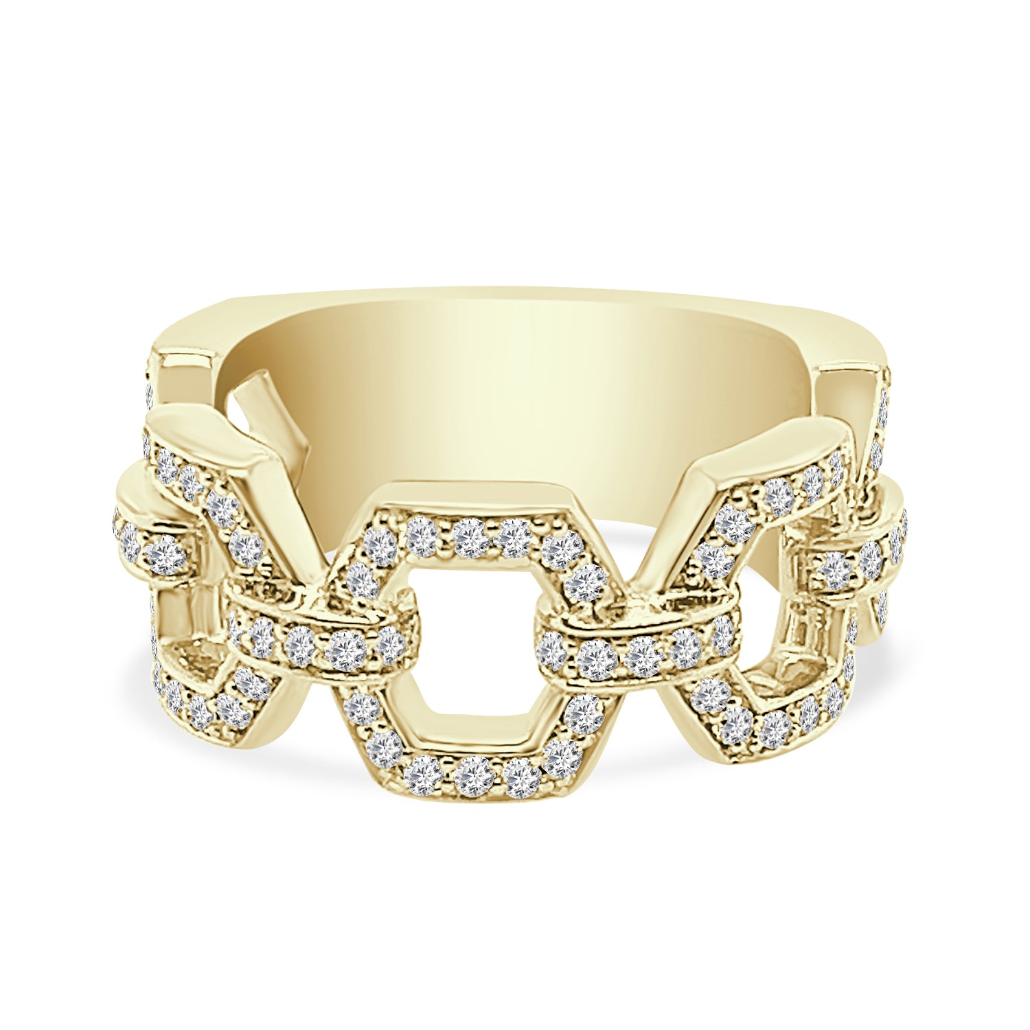 0.66 ct Natural Diamond Diamond Link Ring in 14 Karat Yellow Gold