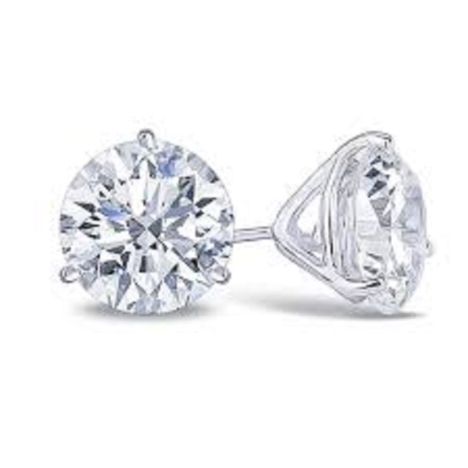 Martini Solitaire Studs in 14 Karat White Gold with Lab Diamond - Round Shape, 3mm