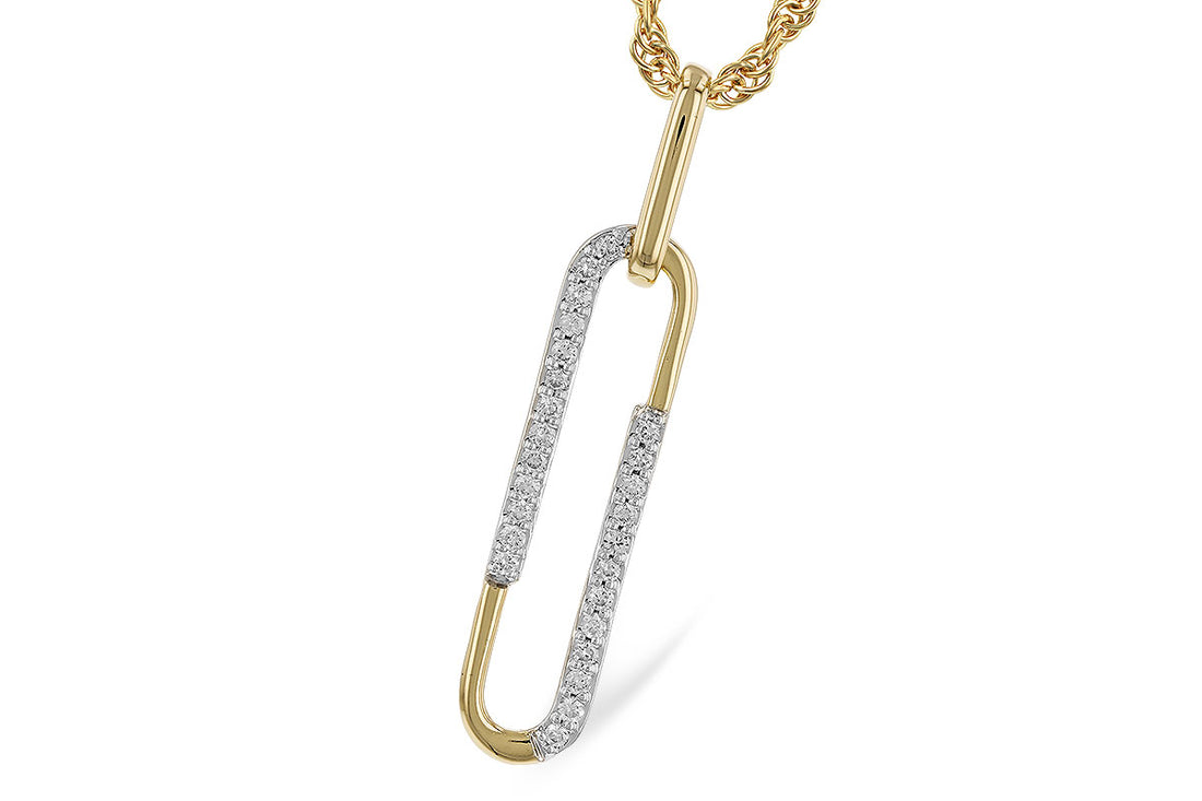 14 Karat Two-Tone Natural Diamond Round Pendant Necklace - 0.14 carats