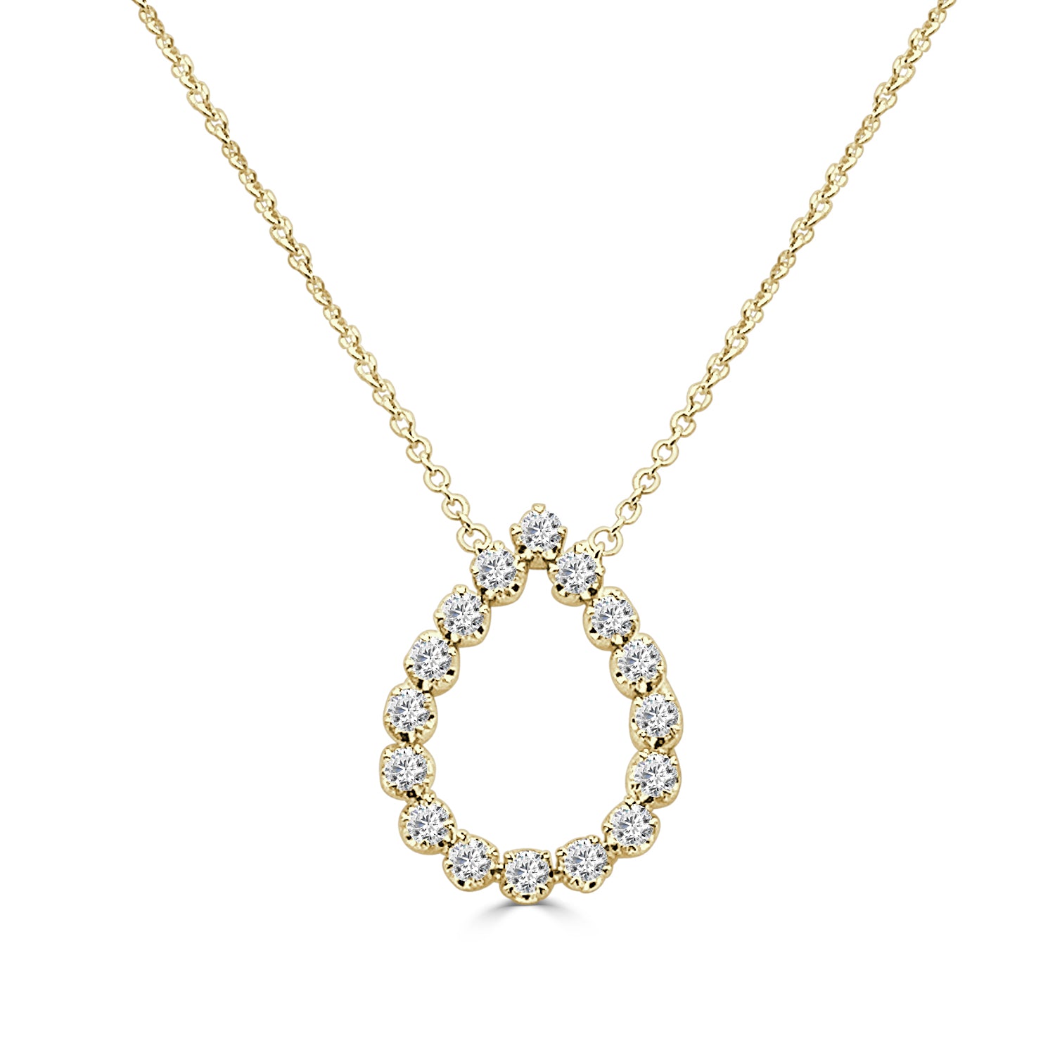 18K Yellow Gold Pear Shape Diamond Necklace - Essentials Collection 0.51ct