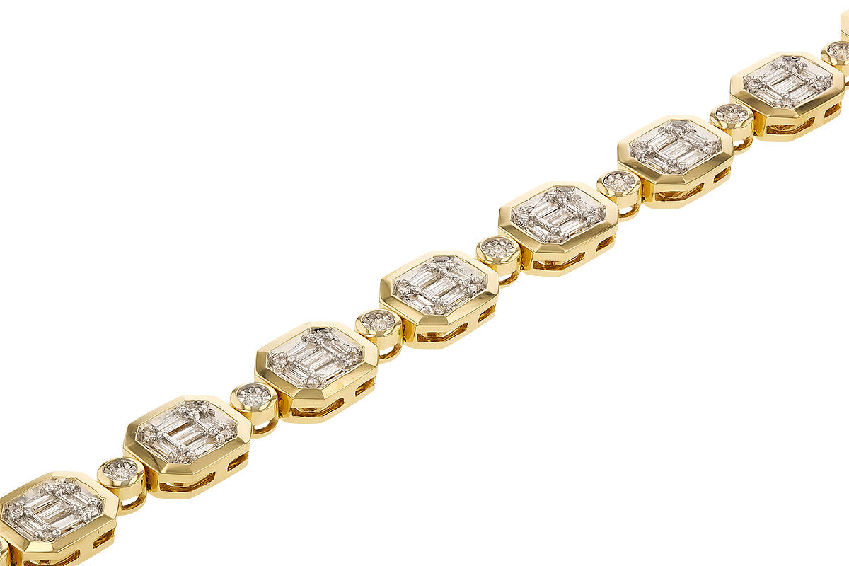 Baguette Diamond Tennis Bracelet in 14K Yellow Gold with 1.02 Carat Natural Diamonds