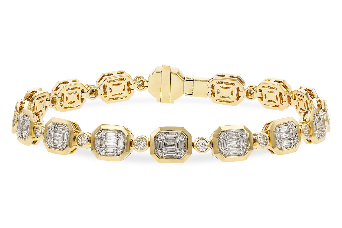 Baguette Diamond Tennis Bracelet in 14K Yellow Gold with 1.02 Carat Natural Diamonds