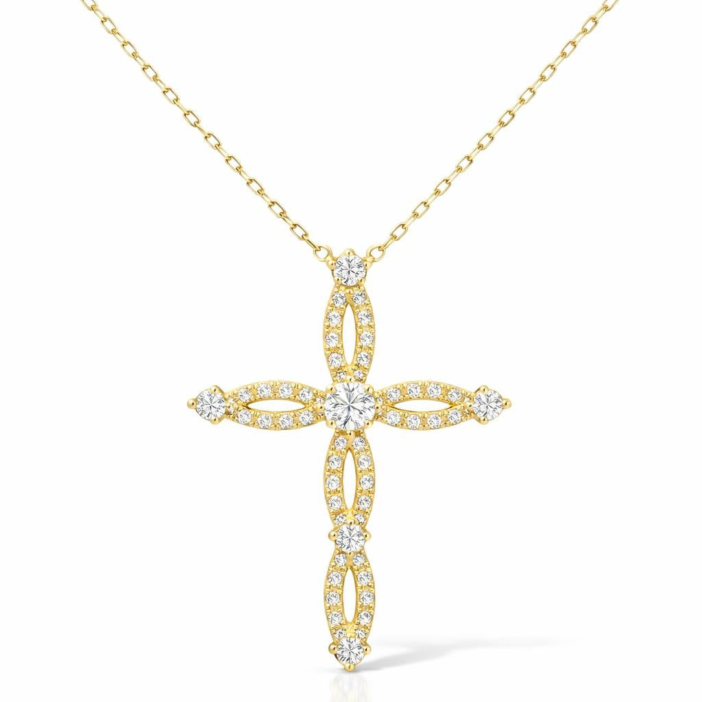 14 Karat Yellow Gold Cross Necklace