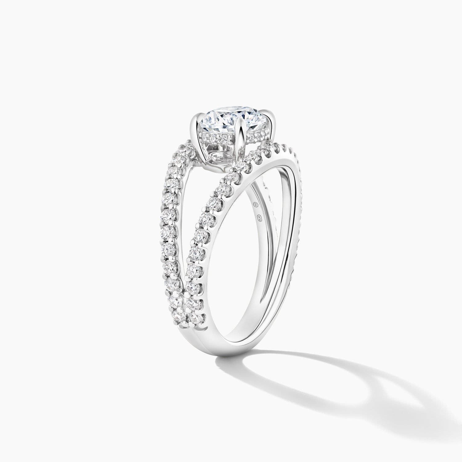 Platinum East To West Diamond Bridge Open Work Engagement Mounting
