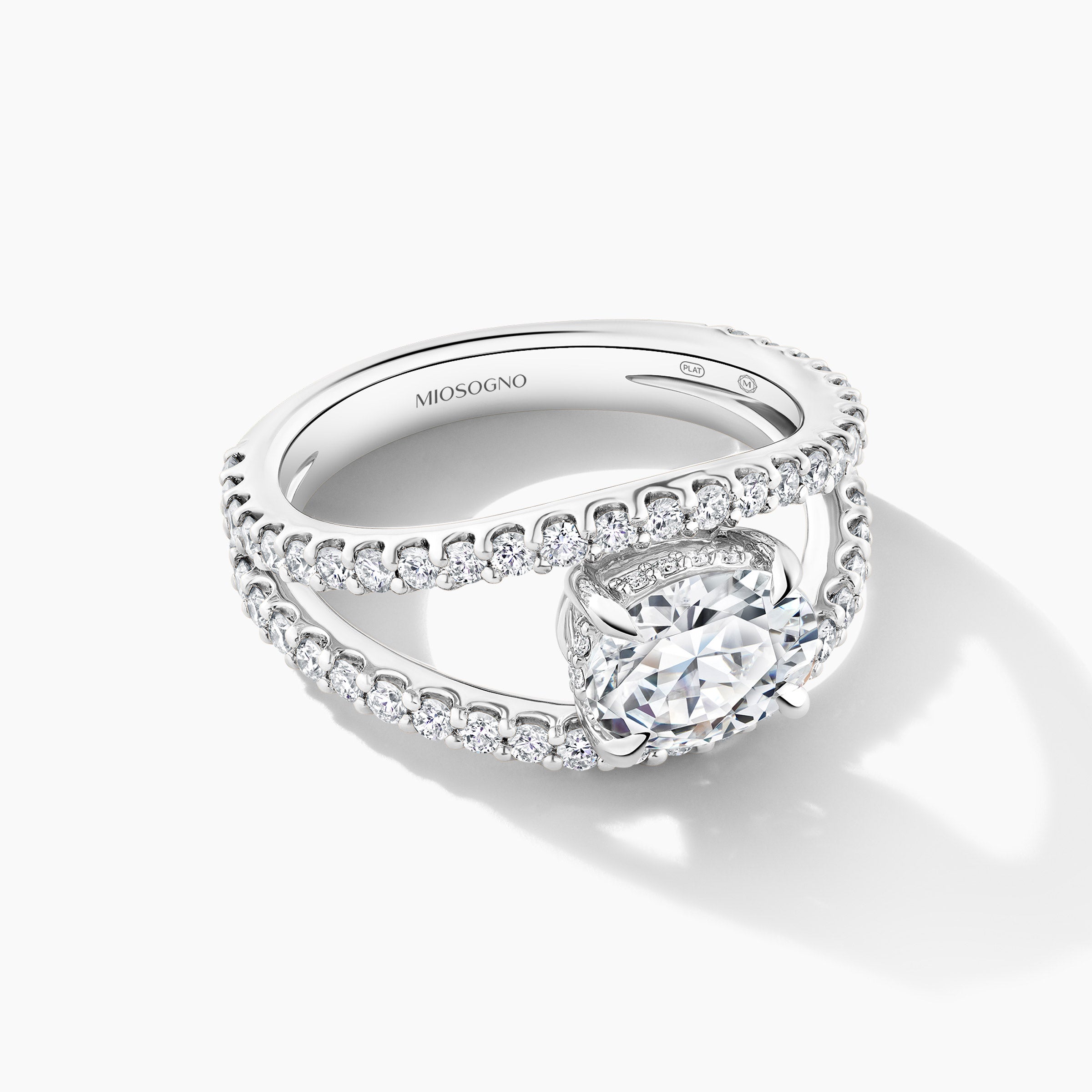 Platinum East To West Diamond Bridge Open Work Engagement Mounting