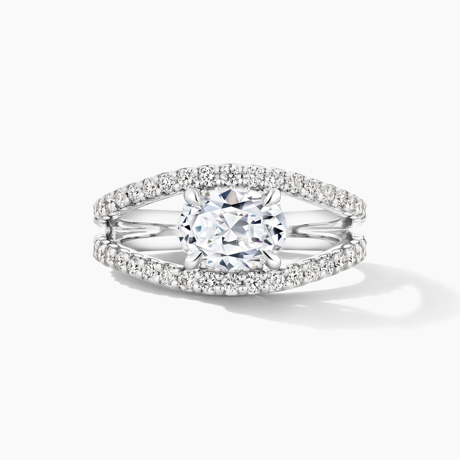 Platinum East To West Diamond Bridge Open Work Engagement Mounting