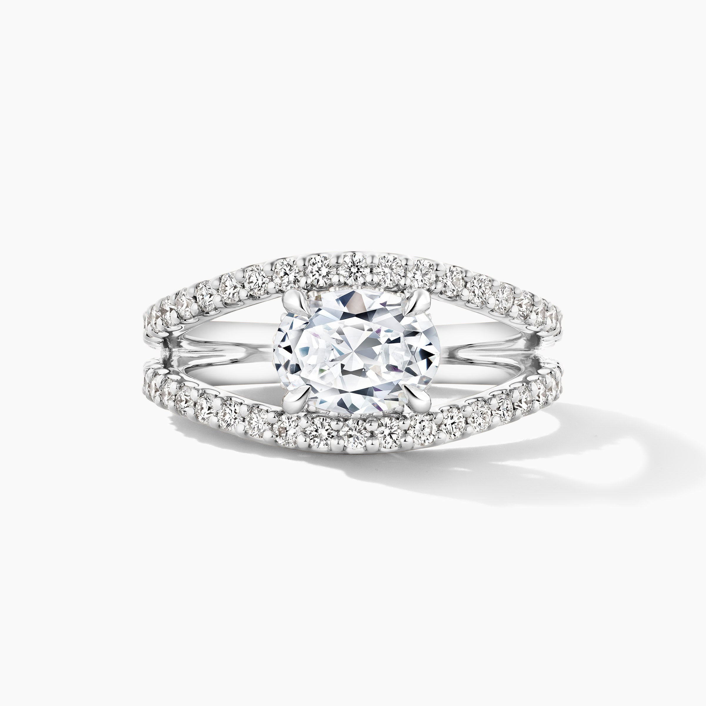 Platinum East To West Diamond Bridge Open Work Engagement Mounting