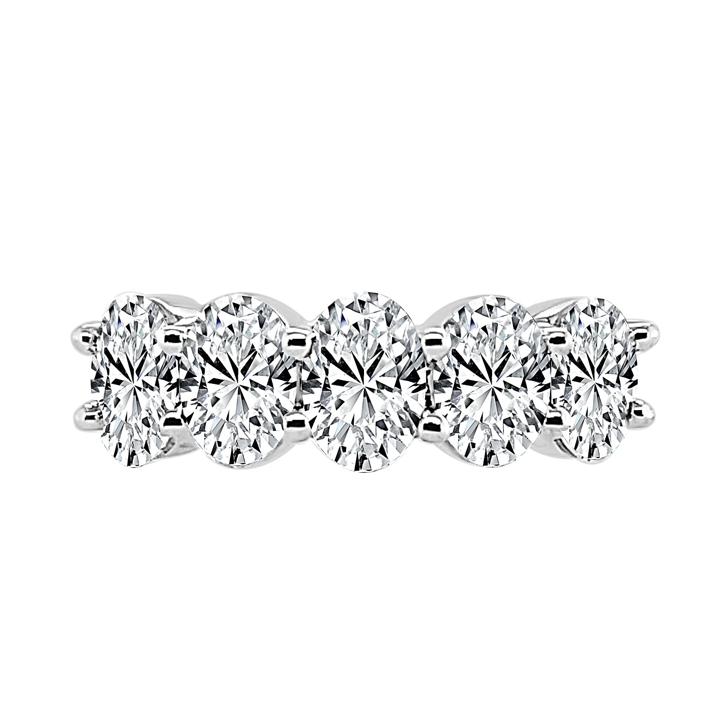 Five Stone Oval Lab Diamond Wedding Band in 14 Karat White Gold - 2.00 Carats