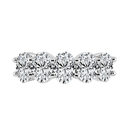 Five Stone Oval Lab Diamond Wedding Band in 14 Karat White Gold - 2.00 Carats