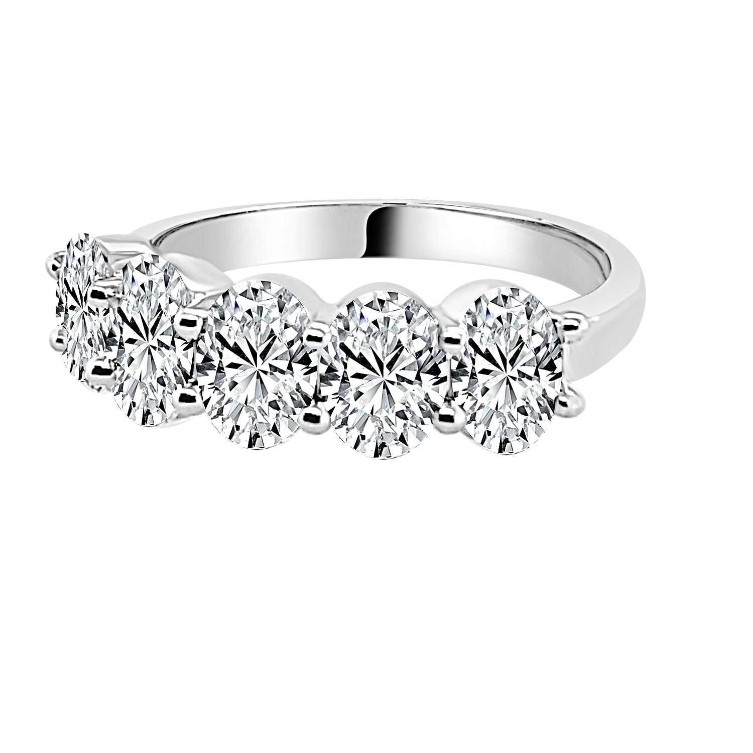 Five Stone Oval Lab Diamond Wedding Band in 14 Karat White Gold - 2.00 Carats