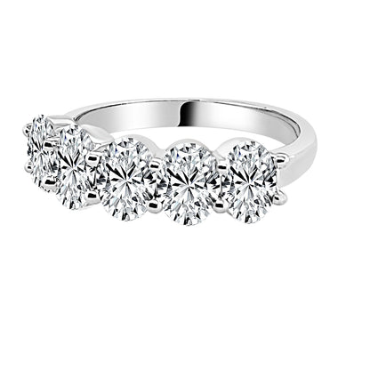 Five Stone Oval Lab Diamond Wedding Band in 14 Karat White Gold - 2.00 Carats